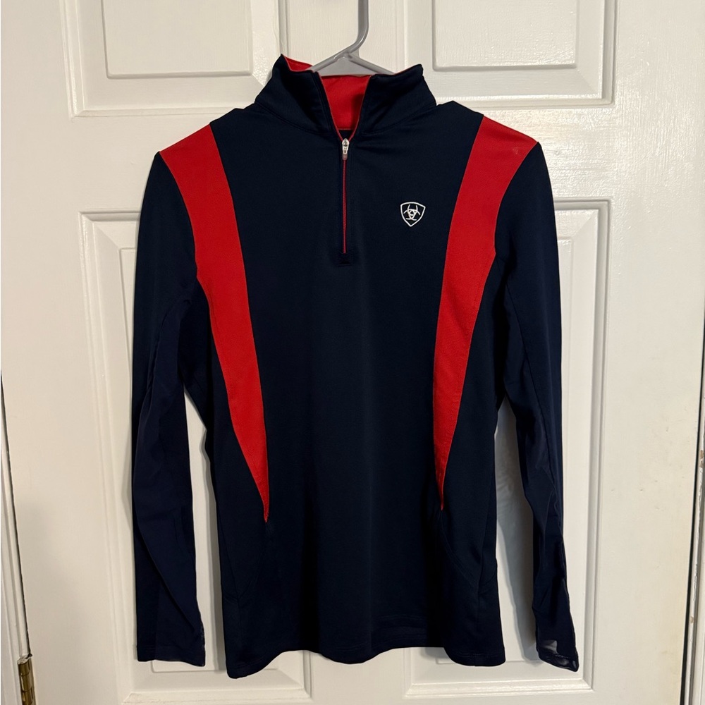 Ariat Navy and Red Quarter-Zip Pullover